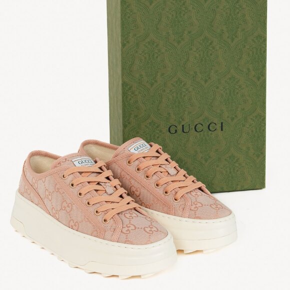 Gucci Pink New Canvas GG Monogram Platform Sneakers - Picture 11 of 11
